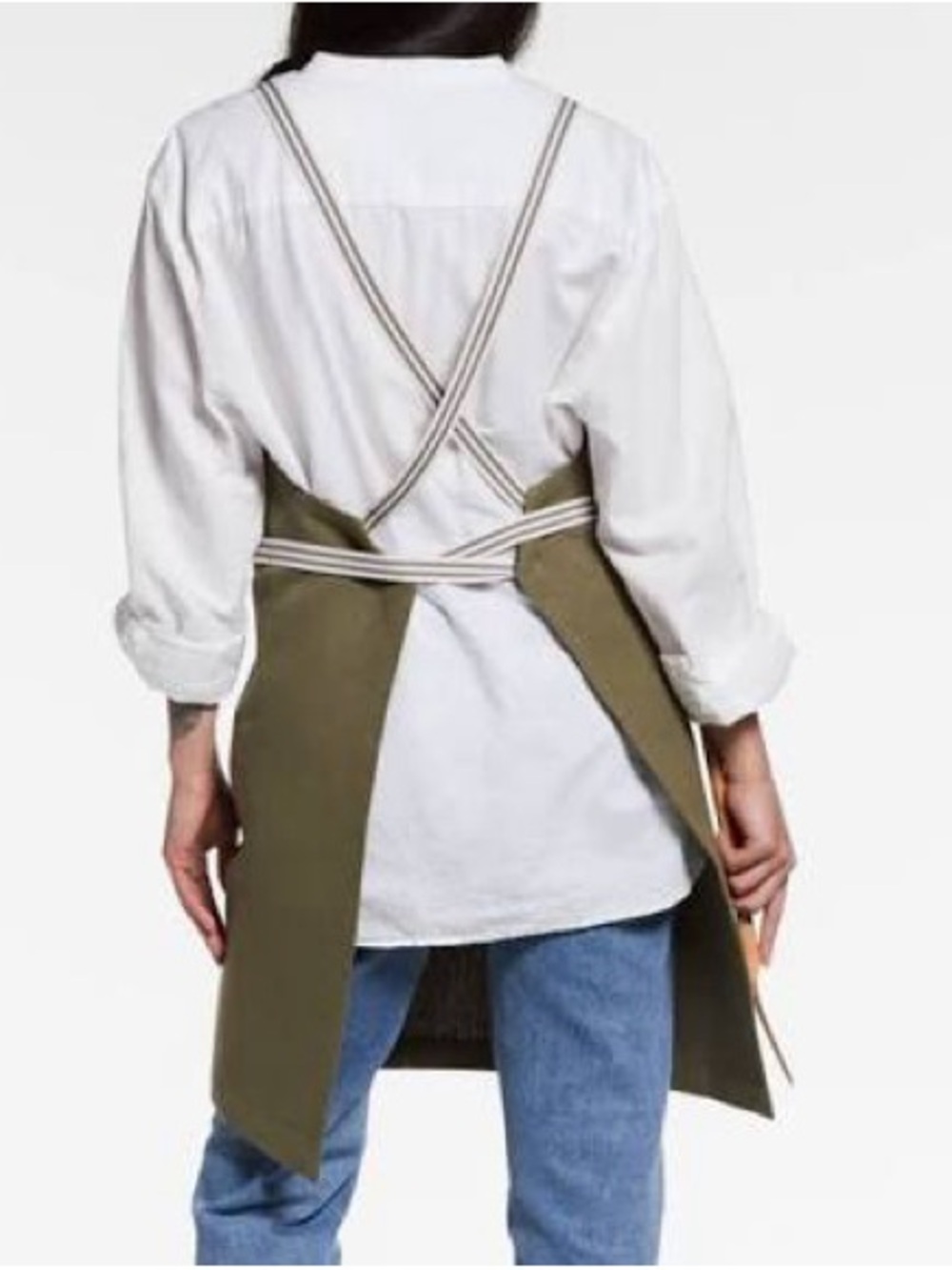 Crate&Barrel Oslo Cross Back Apron with pocket - Picture 5 of 9